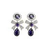 Aretes de Moño con Gema Morada de Uruguay, Aretes de Circonia de Lujo Ligero de Alta Gama, Aretes de Moda Versátiles para Mujer