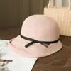 Chapéu de Palha Estilo Hepburn Feminino Simples Retrô Dobrável Chapéu Bacia Laço Artístico Pescador Chapéu de Sol Casual Fresco
