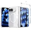 Aplicable para funda de teléfono Apple Duo con película de adsorción magnética integrada, carcasa simple transparente esmerilada a prueba de caídas para iPhone Duo
