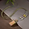 Novo Cordão para Pingente Estilo Chinês, Thangka Tecido à Mão, Deus da Riqueza Amarelo, Âmbar, Cordão Simples para Colar, Corrente para Suéter