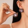 Brincos Quadrados Geométricos Cravejados de Diamante Estilo Retro de Luxo Leve Estilo da Corte Francesa Estilo Nicho Brincos de Alta Qualidade para Mulheres