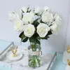 Qi Hao Arte Floral Toque Realista Hidratante Buquê de Rosas Britânicas Fotografia de Casamento Decoração de Casa Flores Artificiais em Vaso