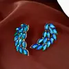 Pendientes vintage de plata con hojas incrustadas de diamantes, pendientes exquisitos de estilo palaciego retro, sensación de lujo ligero y alta gama