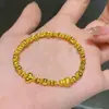 Tienda de Oro Mismo Estilo Pulsera Calabaza Melocotón Ojo de Gato Cepillado, Pulsera de Imitación Dorada para Mujer, Pulsera de Alta Gama Regalo para Novia