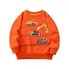 Suministro Transfronterizo 25 Años Otoño e Invierno Sudadera de Manga Larga para Niños Patrón Estampado de Coche Excavadora de Dibujos Animados Estilo Europeo y Americano Venta al por Mayor