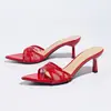 Sandálias Femininas de Verão 2025 Aliexpress Transfronteiriças Salto Alto Stiletto Calce Fácil Bico Fino Abertas na Ponta Sandálias Femininas Casuais