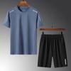 Traje de verano de seda helada para hombre, camiseta fina elástica de secado rápido, pantalones cortos, traje deportivo informal de dos piezas