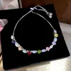 Pulsera de zirconita redonda de colores, terrón de azúcar arcoíris de siete colores, estilo vacacional fresco y refrescante, joyería de lujo ligero y sensación de alta gama