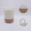 Cesta de Almacenamiento Redonda Plegable de Cuerda de Algodón Personalizada Bolso Original Blanco y Marrón Empalmado para Ropa y Juguetes Cesta para Ropa Sucia Exportación
