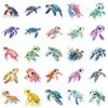 50 piezas pegatinas de tortuga de dibujos animados coloridas de vida marina transfronteriza para equipaje, patinete, teléfono móvil, pegatinas de hielo y nieve