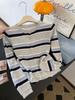 Item Popular de Alta Qualidade das Treze Linhas de Guangzhou ~ Cardigan de Malha Listrado para Mulheres, Novo Outono 2025 Estilo Coreano Top de Botão Único