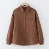 Coleção Primavera 2026: Cardigan Feminino Loose de Camisa com Manga Longa, Dupla Camada, Floral Pequeno, Estilo Artístico - Atacado