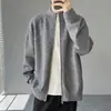 Chaqueta de Punto con Doble Cremallera Estilo Coreano Otoño/Invierno 2026 para Hombre, Manga Larga Casual Holgada Simple Cuello Alto Cardigan de Punto Suéter
