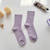 Meias Femininas de Comprimento Médio Cor Sólida Doce Tendência Ins Coreana Estilo Japonês Menina Suave Algodão Fino Primavera e Verão