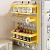 Estante de Almacenamiento Magnético para Refrigerador de Cocina con Portaespecias, Portarrollos de Papel de Cocina y Film Transparente, Gancho Doméstico sin Taladro