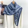 Pañuelo cuadrado JM estilo francés con boceto floral para mujer, pañuelo de seda patchwork de sarga con bloques de color, chal decorativo vintage elegante