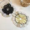 Scrunchie grande de malha com poá estilo francês, elástico de cabelo de camada dupla para rabos de cavalo, acessório de cabelo de alta qualidade