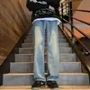 Jeans Retrô Estilo Coreano para Homens 2026 Novos Calças Casuais de Perna Larga High Street Americana Calças Retas Casuais Versáteis Roupa Masculina