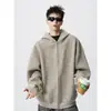 Sudadera con capucha NERNEED Estilo Retro Americano Corte Limpio para Hombres y Mujeres Peso Pesado Estilo Perezoso Cárdigan Rayado Ropa Exterior Ninguno