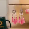 Brincos Vermelhos de Noiva para Mulheres, Brincos Coloridos Vintage, Acessórios para Fantasias de Performance, Brincos de Franja Pequenos em Formato de Losango Atacado