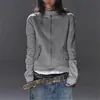 Chaqueta americana retro gris con cuello alto, color liso y diseño único, botones metálicos, sudadera tipo chaqueta ajustada, unisex
