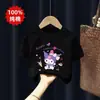 Camisa Curta de Algodão Puro com Estampa de Desenho Animado para Meninas - Verão 2026 - Camiseta Curta Estampada Tendência para Bebês