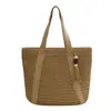 Bolsa de Praia Tecida Fashionável Estilo Coreano, Bolsa Tote Tecida Simples e Elegante de Grande Capacidade, Bolsa de Ombro Artística de Palha