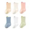 Calcetines para Bebé Otoño Nuevo Producto, Calcetines de Algodón Clase A para Bebé, Calcetines de Media Pantorrilla con Costuras Cosidas a Mano, Alta Elasticidad, No Aprietan las Piernas del Bebé