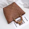 Bolso Tejido a Mano Vintage Cesta de Mano Imitación Ratán Moda Cesta de Compras Gran Capacidad Bolsa de Regalo de Moda
