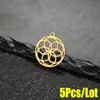 Comercio Exterior Transfronterizo Retro Flor Acero Inoxidable Giratorio Geométrico Redondo Colgante Oro Real 18K Galvanoplastia Accesorios DIY Venta al por Mayor
