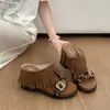 Sandalias Estilo Bohemio Vintage para Mujer 2026 Sandalias de Verano con Borlas y una Sola Tira Sandalias con Cuña y Suela Gruesa para Mujer