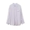 Camisa Manga Longa Cor Sólida Tencel Algodão com Bolso Oufan Camisa de Verão Proteção Solar Camisa de Ar Condicionado 11232