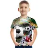 2026 Nueva Camiseta de Manga Corta con Estampado 3D de Patrón de Fútbol Iridiscente Suelta para Hombres y Niños Nueva Moda Camiseta Corta