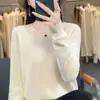 Suéter de punto de alta gama para mujer con cuello en V y manga larga, top de punto sin costuras para primavera y otoño, adelgazante y versátil, adecuado para ir al trabajo, estilo casual y relajado