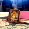 Regong Nepal Tíbet Thangka Puro Pintado a Mano Huang Caishen Fang Ka Limpiar Colgante 4*5