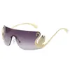 Nuevas Gafas de Sol de Moda de Alta Gama para Hombres, Estilo Sencillo, Artefacto para Fotos en la Playa, Gafas de Sol con Patas de Cisne Dorado para Mujeres