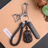 Llavero antipérdida de obsidiana de hielo natural al por mayor, colgante de llave de coche del zodiaco para hombres y mujeres, regalo de joyería