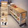 Estante de almacenamiento para cocina, multifuncional, de pie, mesa multicapa, tabla de cortar, banco de trabajo, estante de almacenamiento para microondas y utensilios de cocina, armario lateral