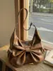 Bolso de Mujer con Pliegues de Gran Capacidad para el Trabajo, Cuero Suave de Gama Alta con Decoración de Lazo, Bolso de Hombro Retro para Mujer de Otoño e Invierno
