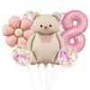 Traje de Globos Florales Retro de Oso Mate Transfronterizo Digital de 32 Pulgadas para Baby Shower, Fiesta de Cumpleaños, Suministros de Decoración