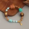 Nuevo Diseño de Pulsera de Sándalo Turquesa de Magnesio Estilo Chino, Suave y Realza el Tez, Accesorios de Zorro de Nueve Colas Ágata Roja, Pulsera de Moda
