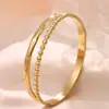 Pulsera Hidráulica de Acero Inoxidable Chapada en Oro de 18 Quilates, Nuevo Diseño Europeo y Americano Ins, Pulsera Corrugada con Diseño de Gota de Agua, No se Desvanece