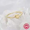 Anillo de amor chapado en plata de ley S925 con oro de 18 quilates, estilo japonés y coreano, brillante, minimalista, versátil, muy lindo, anillo fino para el dedo índice
