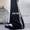 2026 Pantalones Finos de Mujer para Primavera y Otoño de Cintura Alta con Control de Abdomen, Rayas Laterales, Ligeramente Acampanados, con Efecto Drapeado, Pantalones Tiburón