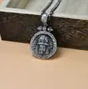Colgante Zakilam de Plata de Ley 925 Collar Retro desgastado Diosa de la Riqueza de Xizang Cadena de suéter de mortero para hombres y mujeres