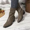 Otoño Invierno Nuevo Estilo Europeo Moda Casual Versátil Acampanado Plisado Comercio Transfronterizo 2026 Tallas Grandes Tacón Grueso Fruncido Botas para Mujer