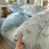 Categoría a Algodón Lavado Súper Suave Grado Materno e Infantil Juego de Cuatro Piezas Funda de Edredón de Dibujos Animados Dormitorio Cama Sábanas Juego de Cama de Tres Piezas Funda de Edredón Cama Sábanas 4