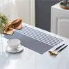 Mantel Individual de Mesa de Comedor Aislado de PVC con Doble Raya Estilo Americano Lujo Ligero Mantel para Comida Occidental Doméstico Lavable Mantel para Plato de Cena Tazón