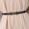 Cinturón Fino de Cuero Artístico Hueco Vintage para Mujer, Cinturón Delgado Ajustable para Cintura de Mujer, Fajín Versátil para Decoración de Vestidos
