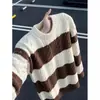 Suéter de tricô com tranças e retalhos de cores contrastantes cleanfit masculino outono estilo preguiçoso gola redonda malha para usar em casal suéter de lã